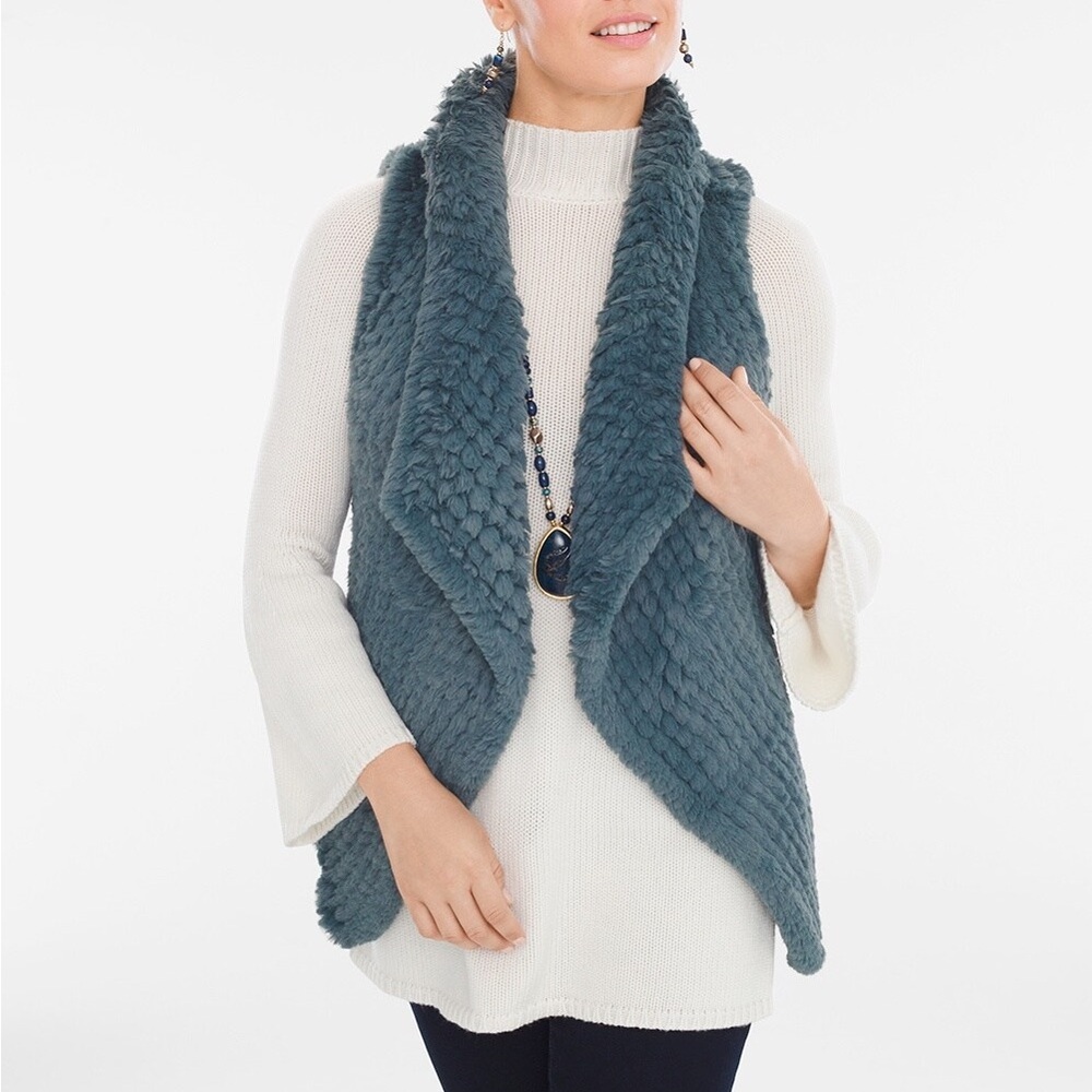 NWT Beautiful Blue Faux Fur Vest
